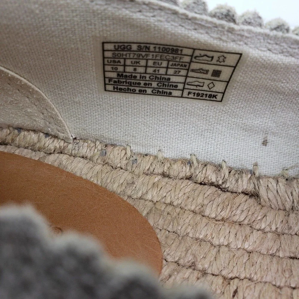 UGG Heidi Jasmine Perf Womens Size 10 Beige Suede Slip On Espadrille Loafer Shoe